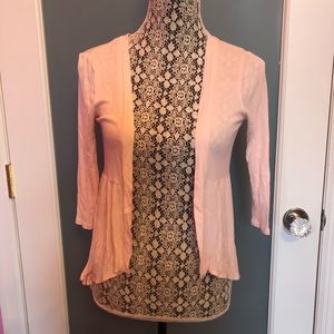Susina Light Pink Ruffle Waist Cardigan